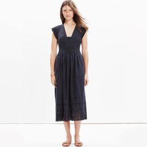 Madewell Black Eyelet Midi Dress
